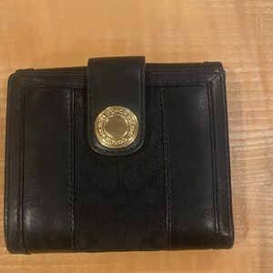 Coach Black Wallet with Gold Accent